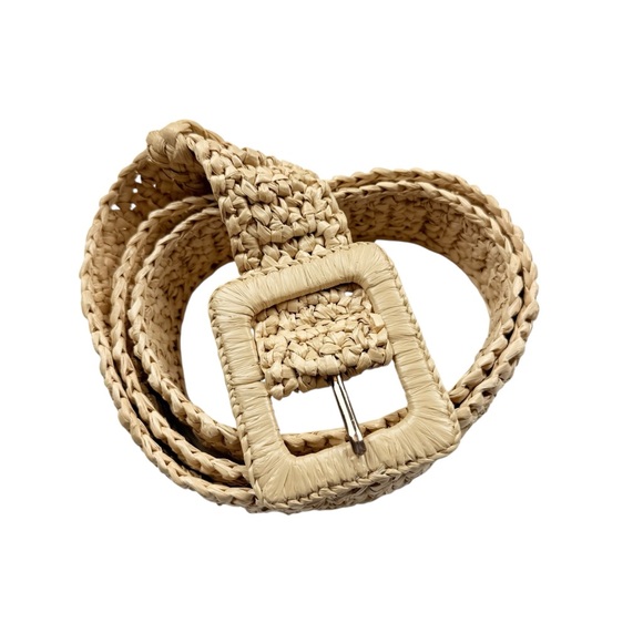 J. Crew Woven Faux Raffia Square Buckle Belt, OS - Picture 8 of 8